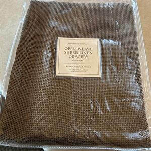2 Panels Restoration Hardware Open Weave Linen Drape 50x108 Rod Pocket NIP Mocha